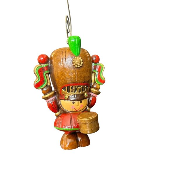 Hand-Painted Wooden Soldier Ornament W/ Drum - Christmas Decor - 4" Tall - Tradi - Picture 1 of 4